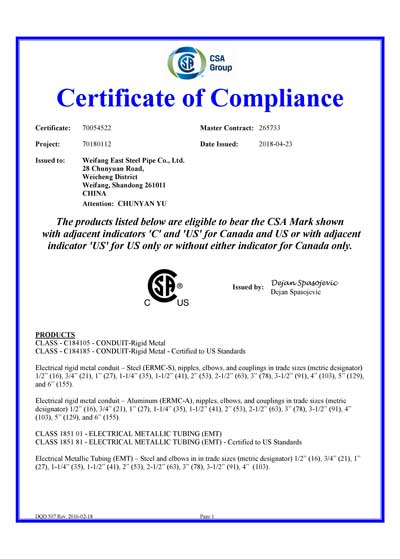 CSA Certificate