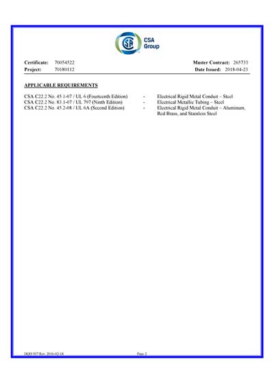 CSA Certificate