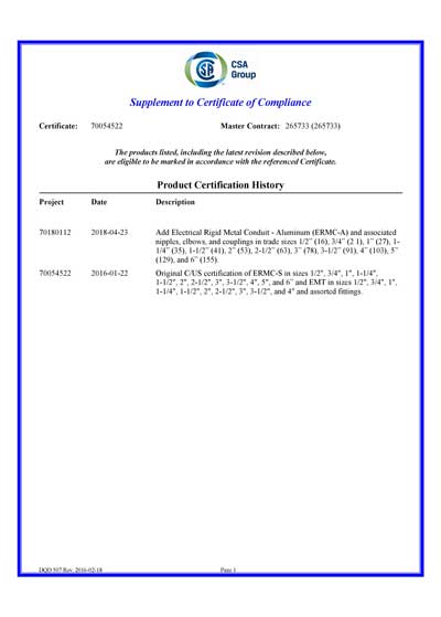 CSA Certificate
